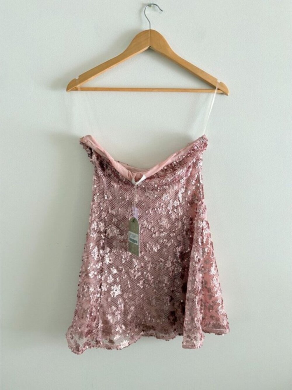 Meshki Everleigh Strapless Sequin Mini Dress NWT Rose Pink Size Large - Picture 7 of 11
